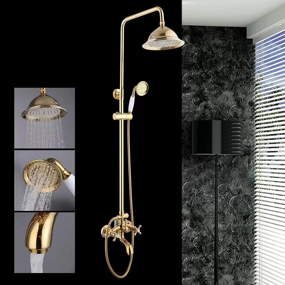 Duscharmatur Set Duschset Regendusche Duschkopf Handbrause Bad Duschsystem Gold