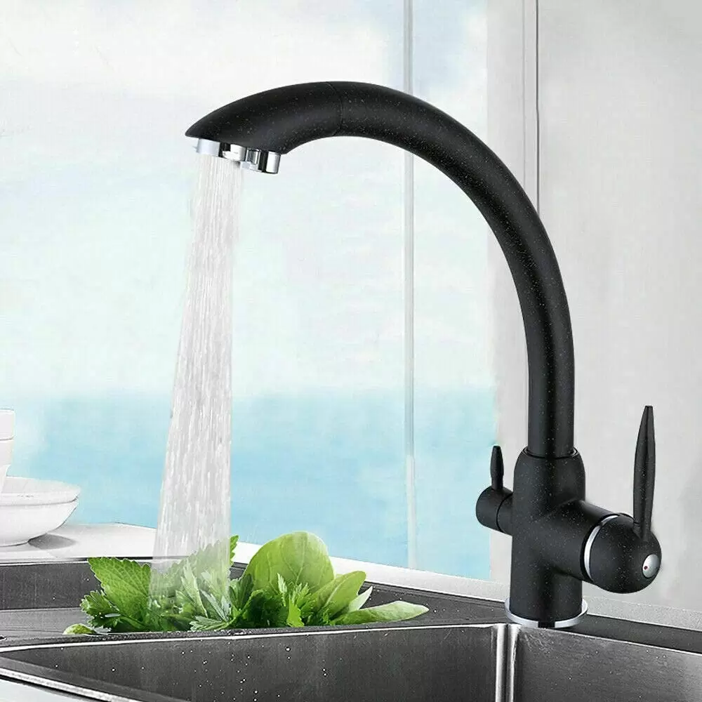 360° Küchenarmatur Wasserhahnmischer 3 Wege Wasserfilter Spüle Mischbatterie