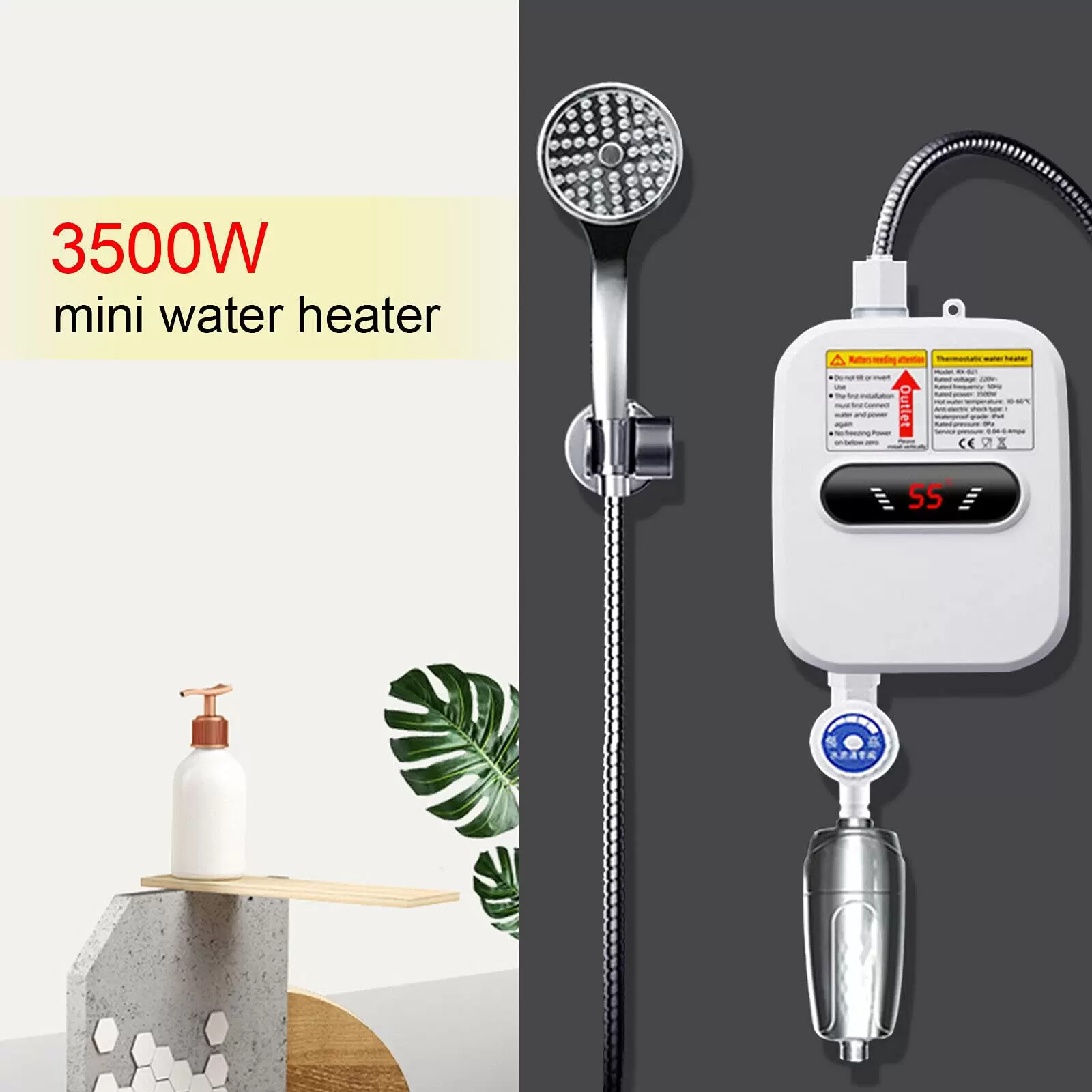 Elektronischer Durchlauferhitzer 3500W Hängender Typ Mini Instant Durchlauferhitzer