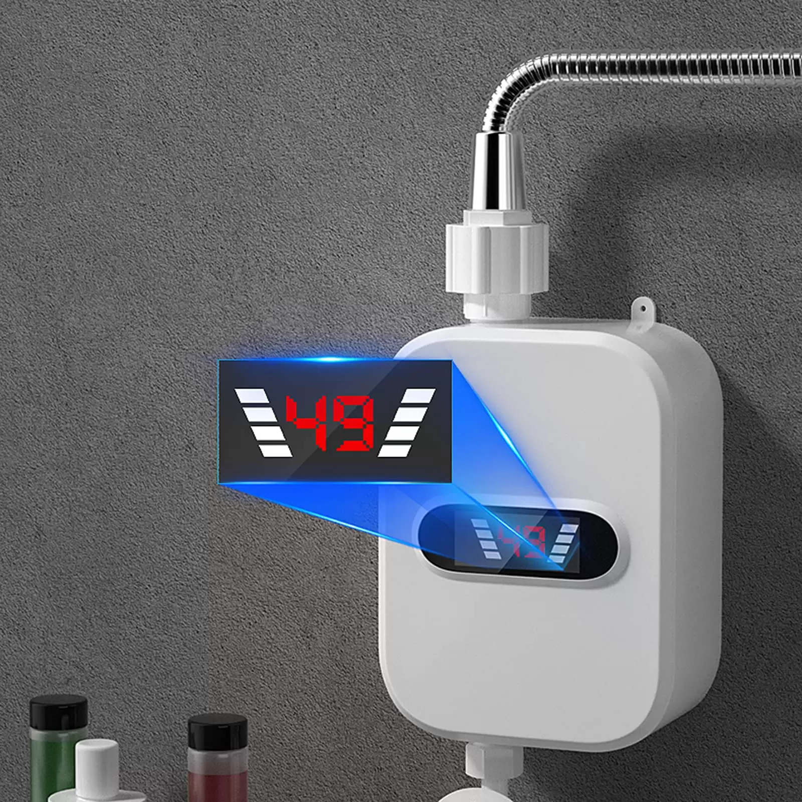 Elektrischer Durchlauferhitzer Warmwasser mit LCD-Display 3500W für die Reinigung von Küche und Bad Elektrischer Durchlauferhitzer Warmwasser mit LCD-Display 3500W für die Reinigung von Küche und Bad