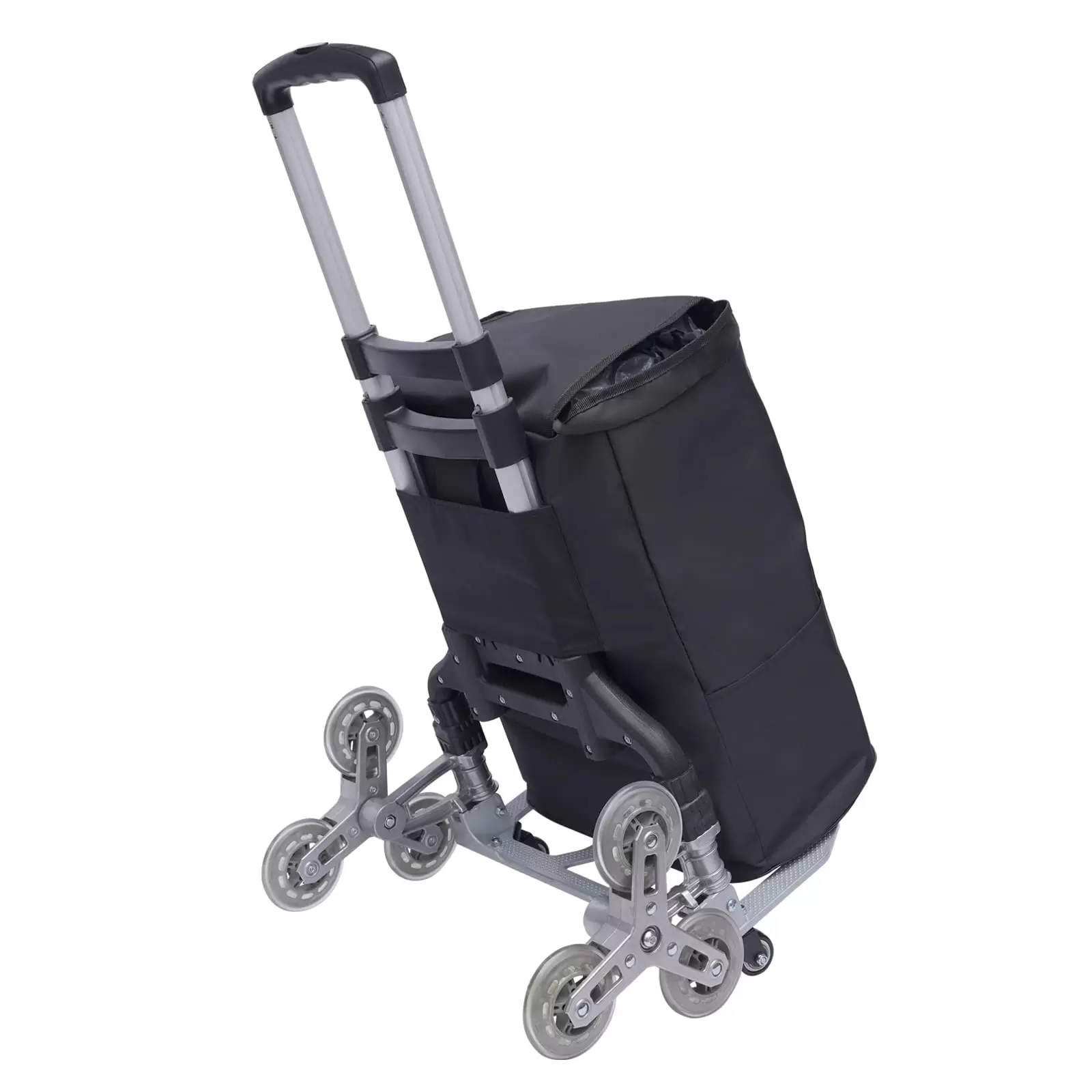 Klappbar Aluminium Treppenwagen Treppensteiger Sackkarre Transport Wagen mit 10 Rädern Schwarz Schwarzer Höhenverstellba