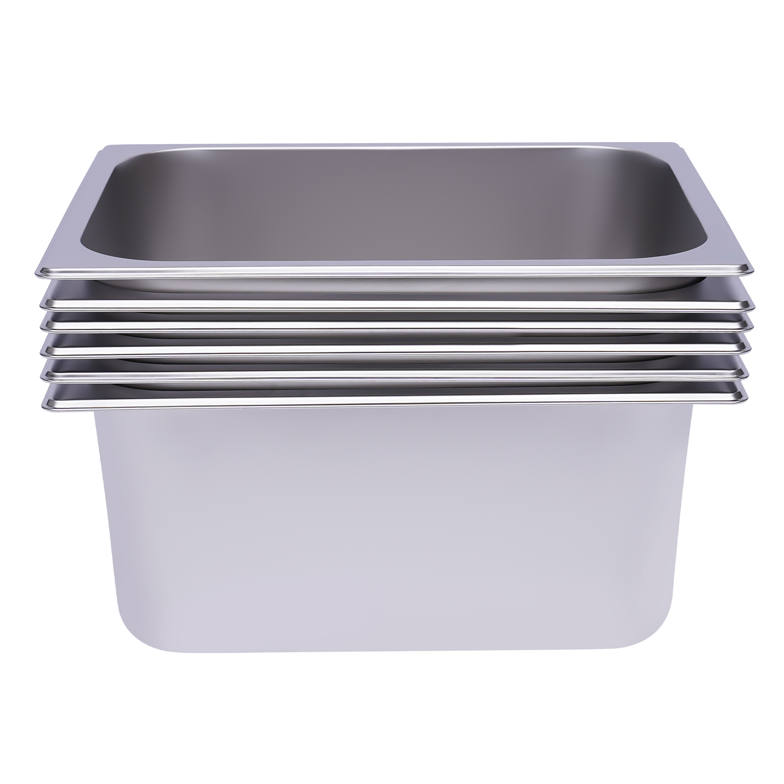 Dampftischpfannen, 6er-Pack, 6 Zoll tiefe Dampftischpfannen für Restaurants, kommerzielle Hotelpfanne, aus 201 Gauge Edelstahl, 201 Edelstahl