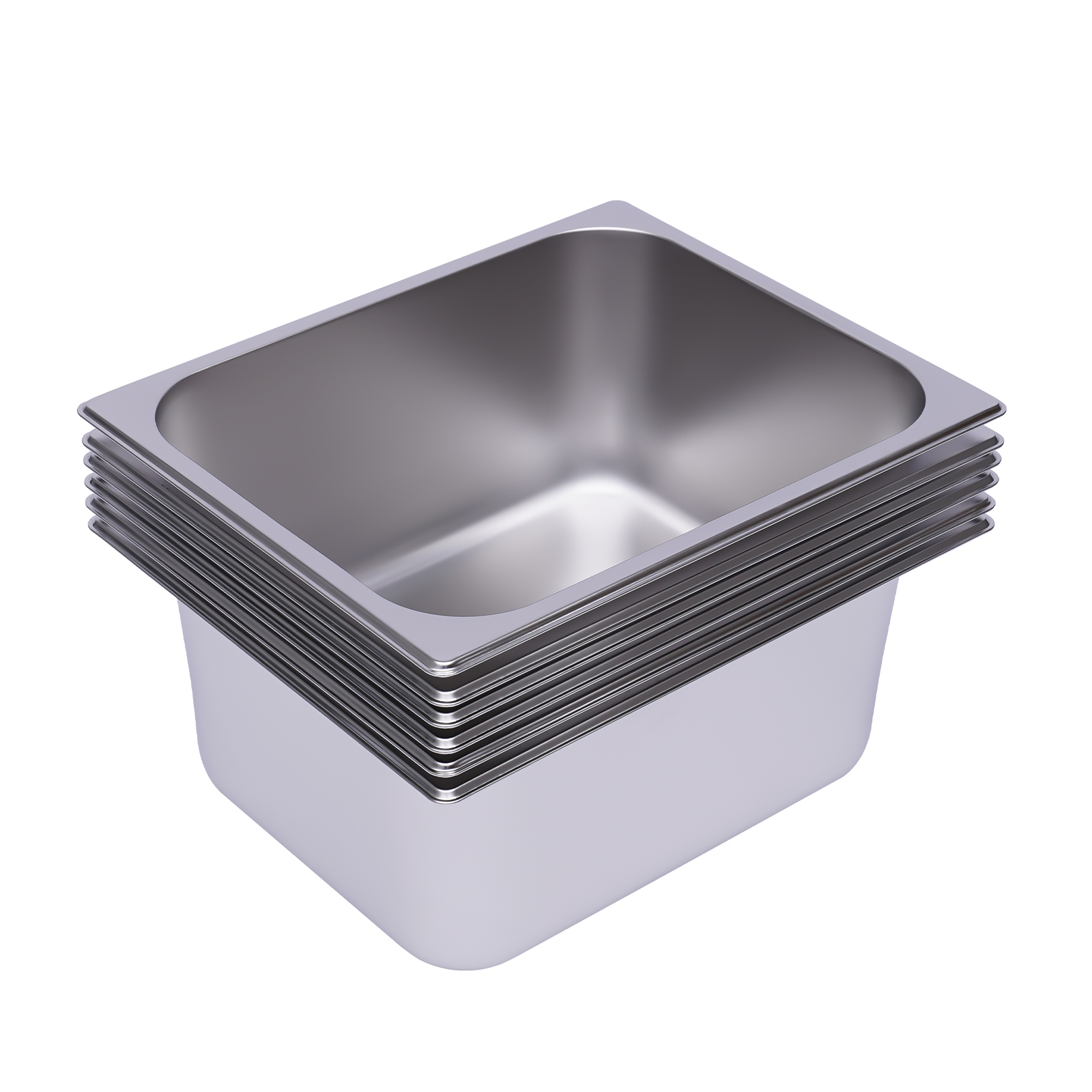 Dampftischpfannen, 6er-Pack, 6 Zoll tiefe Dampftischpfannen für Restaurants, kommerzielle Hotelpfanne, aus 201 Gauge Edelstahl, 201 Edelstahl