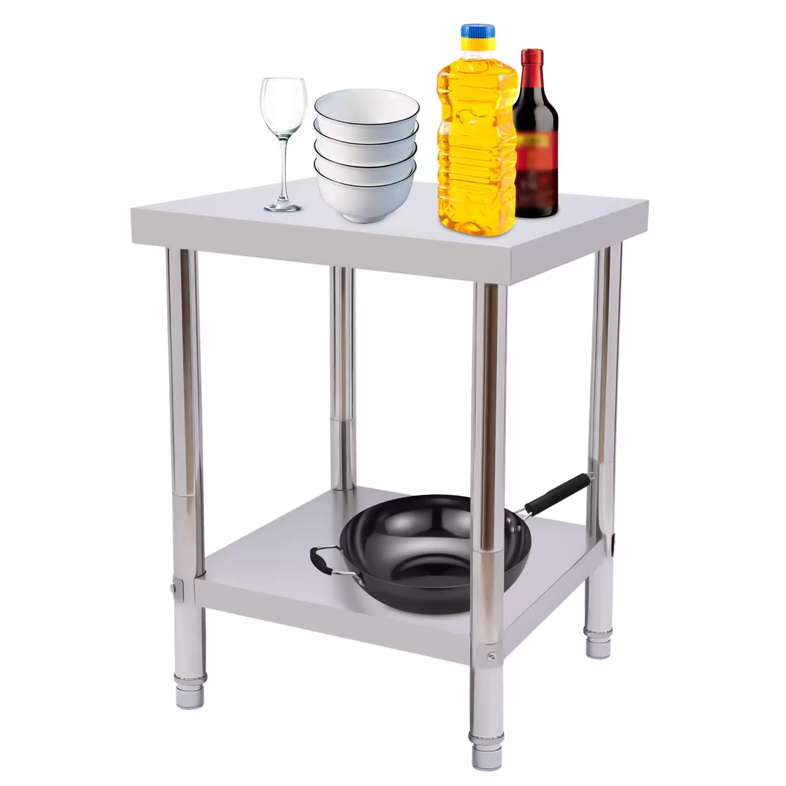 Edelstahl Arbeitstisch 60x45x80cm Küchentisch mit extra großer unteren Ablagefläche