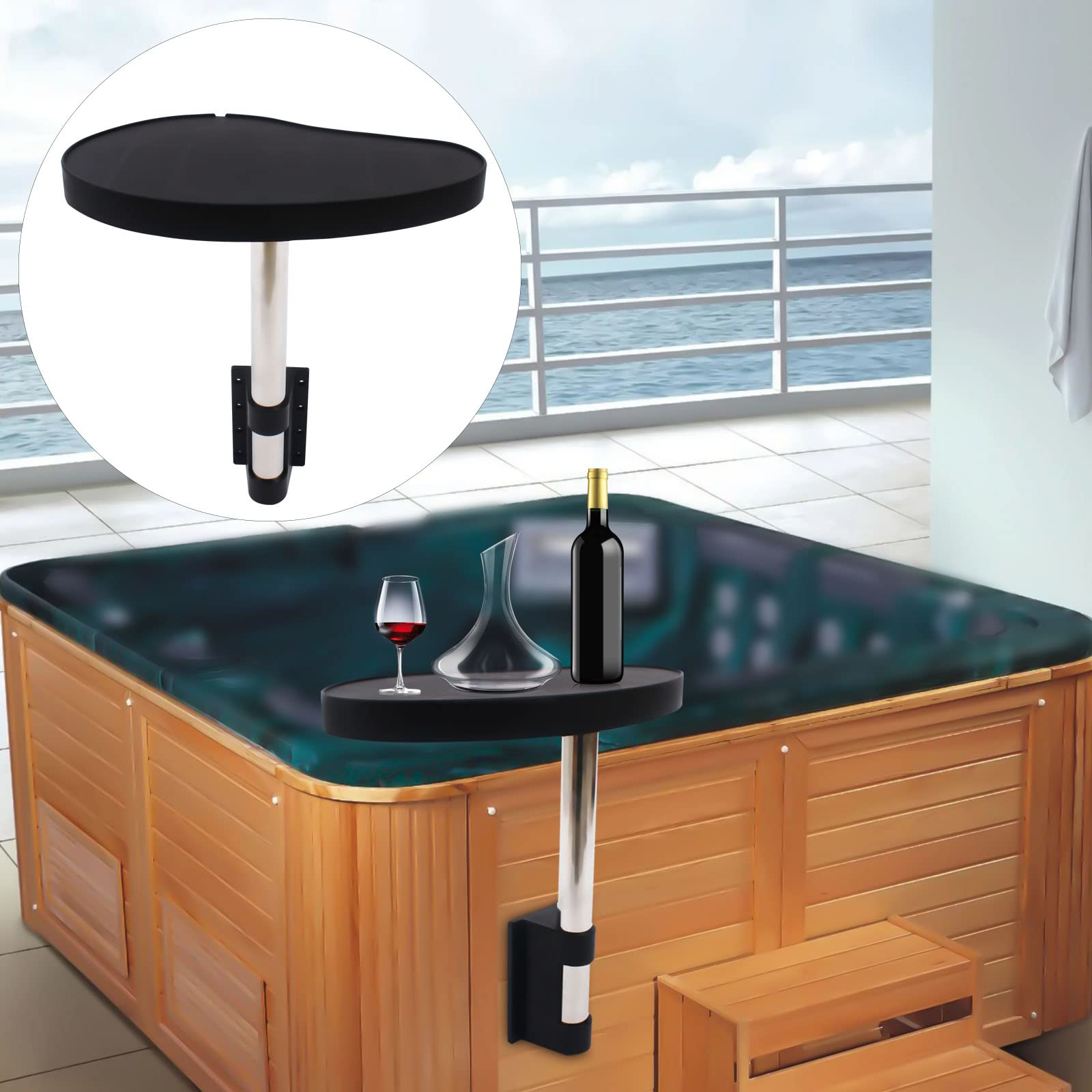 Badkuip bijzettafel, 360° draaibaar ontwerp Spa-bijzettafel Houd snacks en drankjes bij de hand en droog Badkuip bijzettafel, 360° draaibaar ontwerp Spa-bijzettafel Houd snacks en drankjes bij de hand en droog