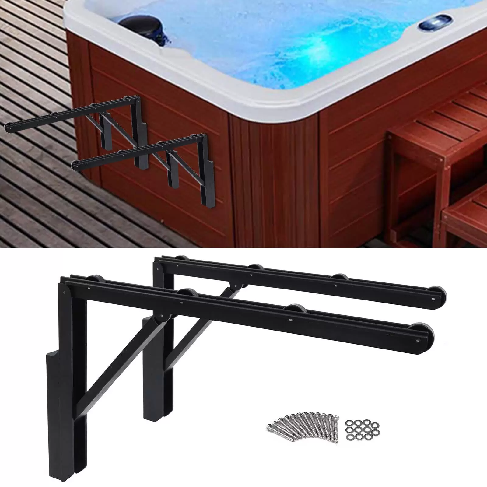 Coverlifter für Whirlpool Spa Hotub Abdeckung Schönheitssalons Außenpool Cover Roller, 77.16lbs Tragfähigkeit, Schwarz