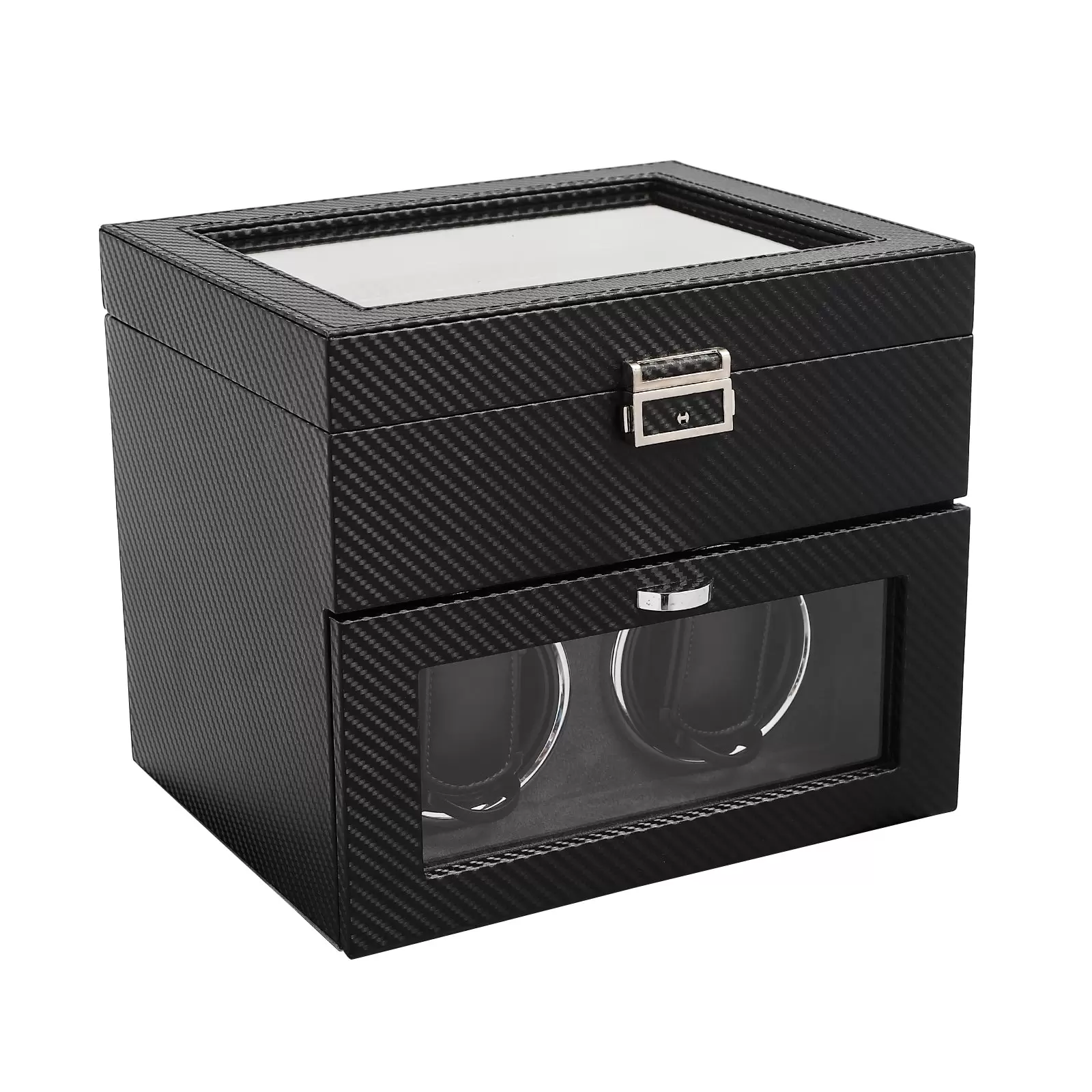 Automatische Uhrenbeweger Box 2+8 Uhren PU Leder Watch-Winder mit Leisen Motoren, LED Beleuchtung