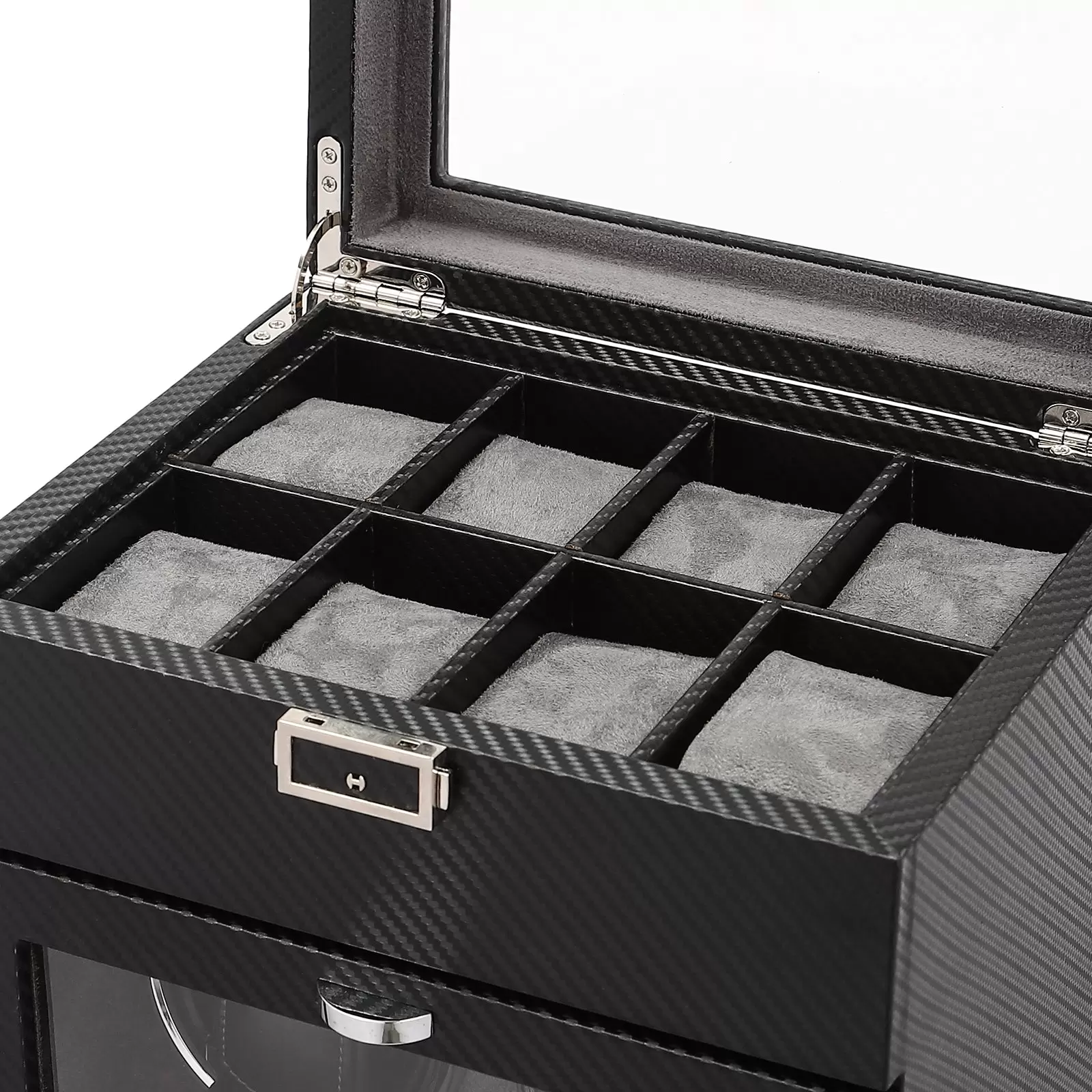 Automatische Uhrenbeweger Box 2+8 Uhren PU Leder Watch-Winder mit Leisen Motoren, LED Beleuchtung