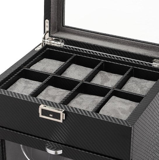 Automatische Uhrenbeweger Box 2+8 Uhren PU Leder Watch-Winder mit Leisen Motoren, LED Beleuchtung