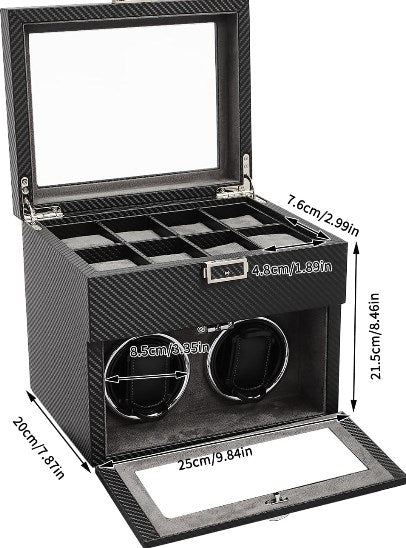 Automatische Uhrenbeweger Box 2+8 Uhren PU Leder Watch-Winder mit Leisen Motoren, LED Beleuchtung