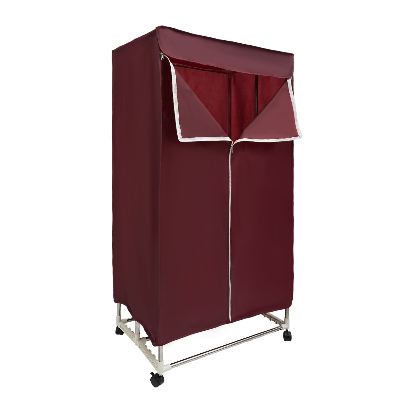 Elektrischer Trockner, 1500 W, mit Timer (0–240 Min.), Fernbedienung, doppellagig, Design-Trocknermaschine für Wohnungen, Zuhause, Reisen (Weinrot)