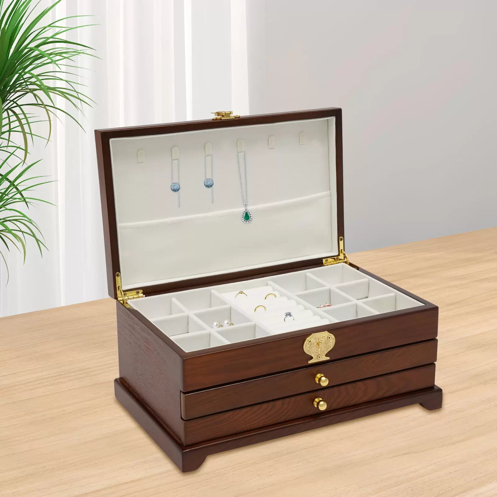Schmuck Box 3-Tier Schmuck Organiser mit ausziehbaren Schubladen Schmuck Box Geschenk