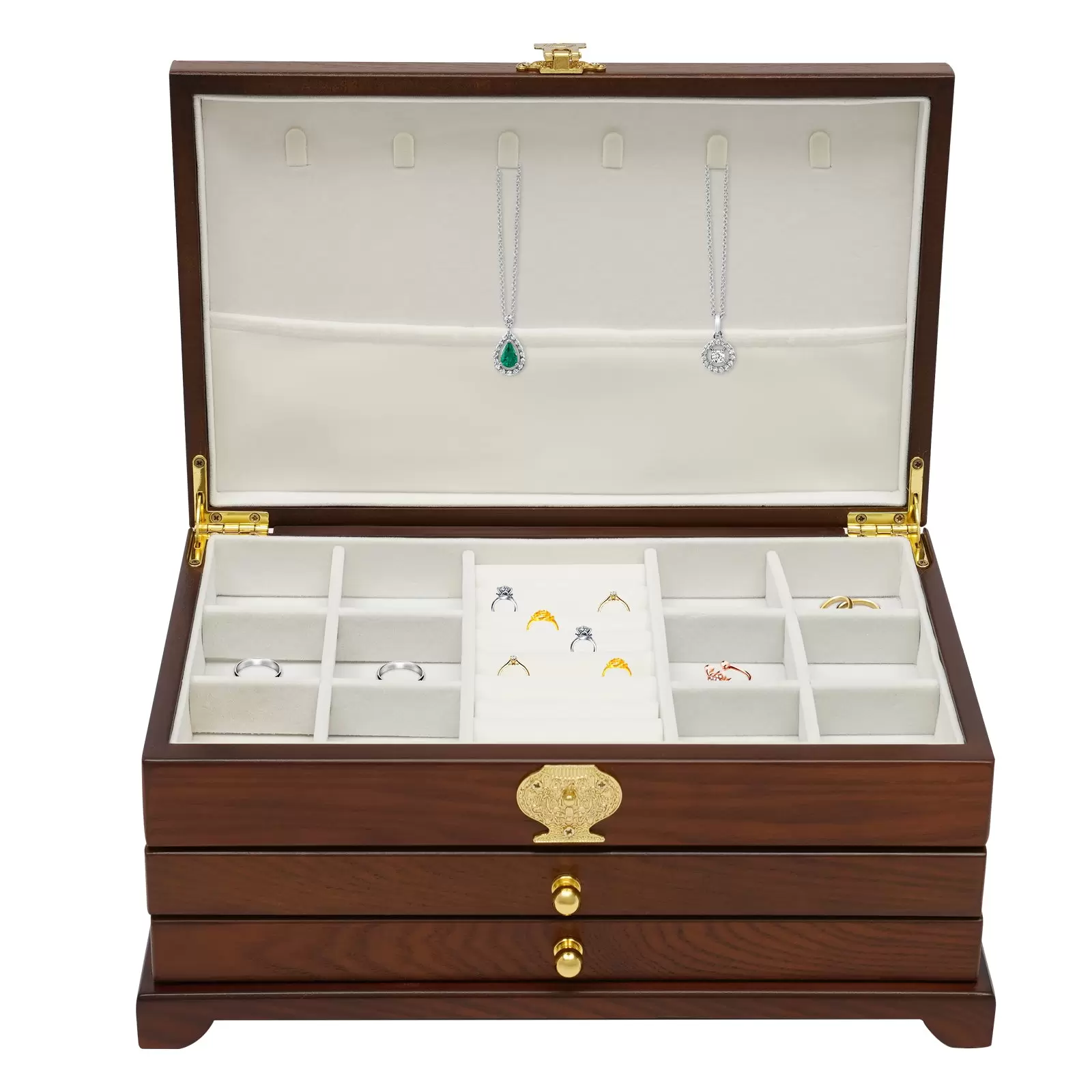 Schmuck Box 3-Tier Schmuck Organiser mit ausziehbaren Schubladen Schmuck Box Geschenk