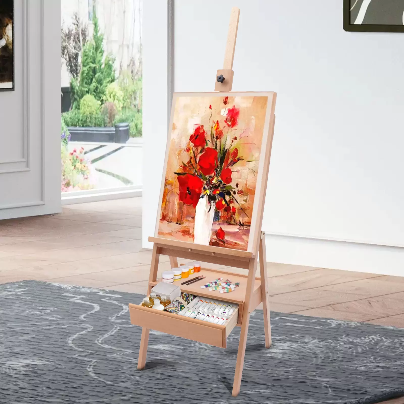 Mont Marte Signature Bodenstaffelei, Buchenholz, 45 x 45 x 154–198 cm (L x B x H), für den Einsatz im Innenbereich, z. B. zu Hause