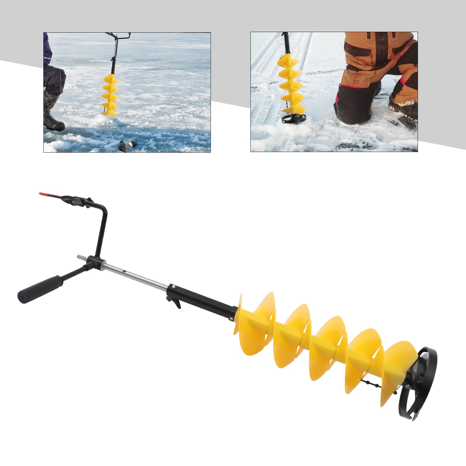 Draadloze nylon ijsboor met een diameter van 20 cm, inclusief ijsschep, chipper, universele booradapter, ijsvishengelhouder en 1 set messen