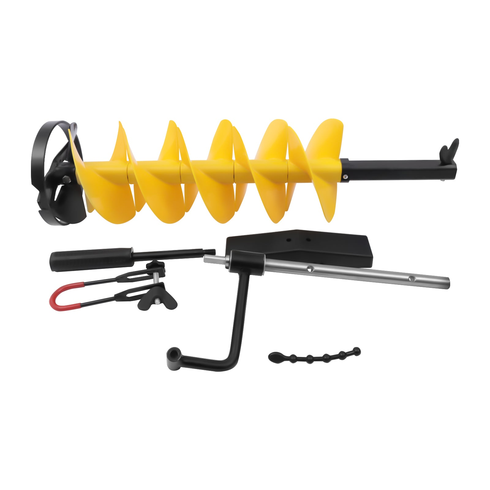 Draadloze nylon ijsboor met een diameter van 20 cm, inclusief ijsschep, chipper, universele booradapter, ijsvishengelhouder en 1 set messen
