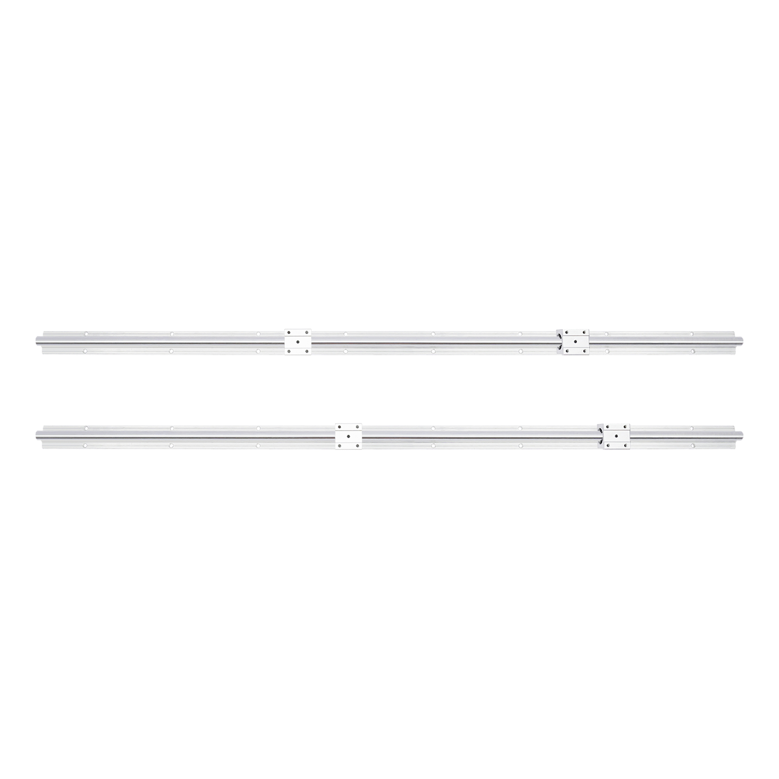 SBR16 Linearschiene, 1200 mm, 2 Stück, silberfarbene Linearführung mit 4 SBR16UU-Lagerblöcken, Edelstahlschiene