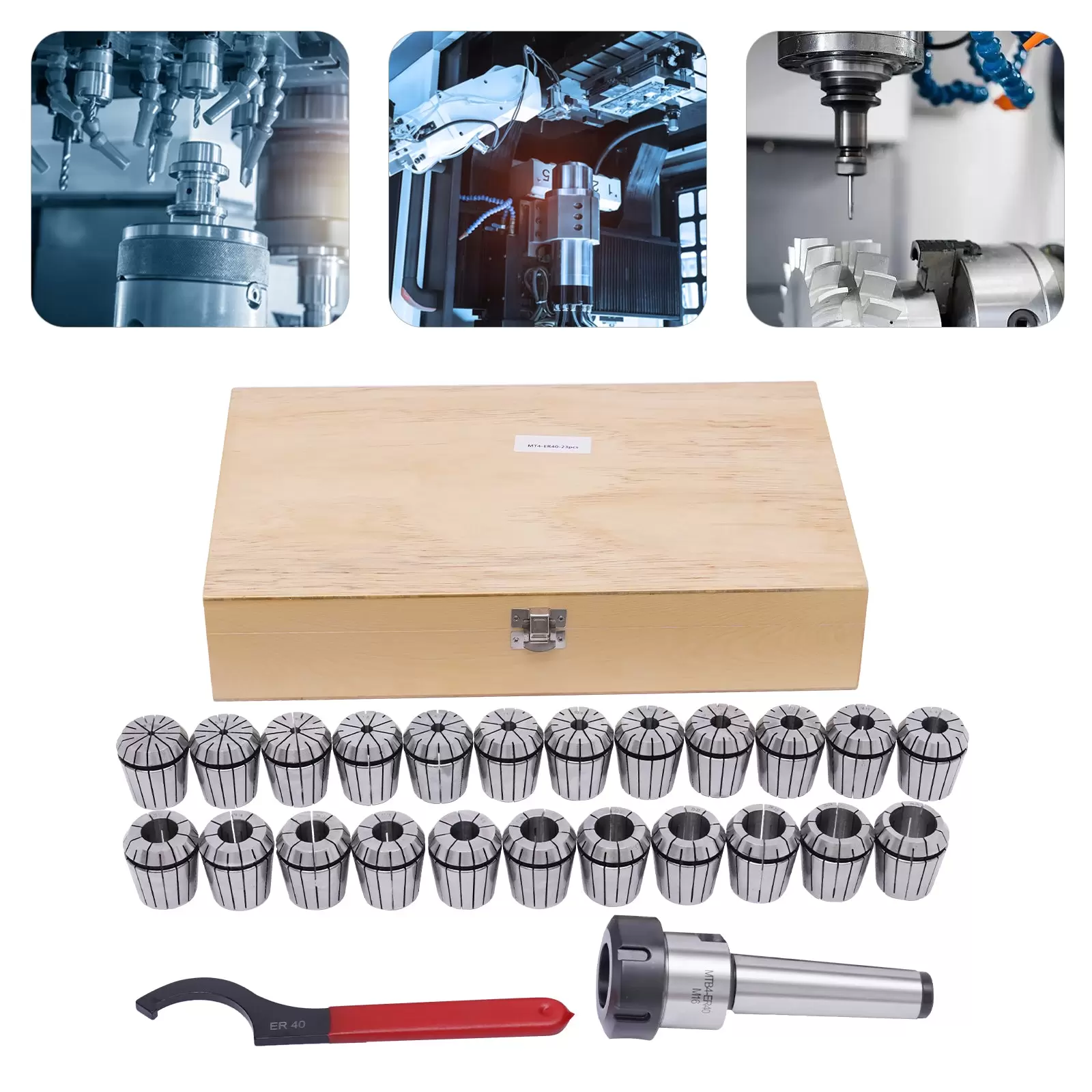 Spannzangenfutter MK4 M16 ER40 Spannzangen Set mit Schraubenschlüssel Spannzangenfutter MK4 M16 ER40 Spannzangen Set mit Schraubenschlüssel