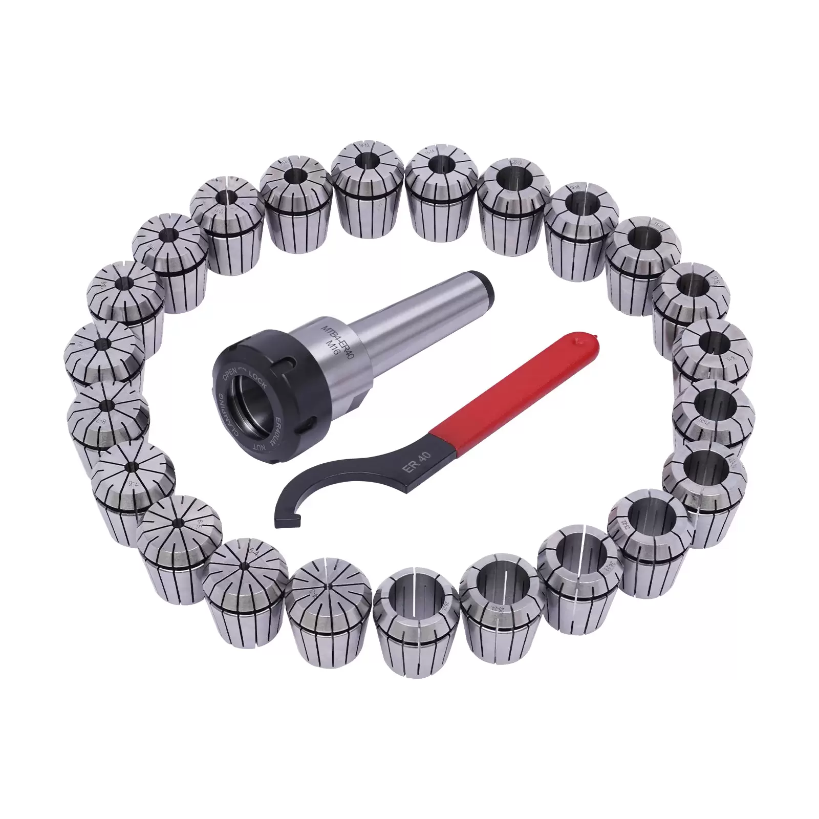 Spannzangenfutter MK4 M16 ER40 Spannzangen Set mit Schraubenschlüssel Spannzangenfutter MK4 M16 ER40 Spannzangen Set mit Schraubenschlüssel