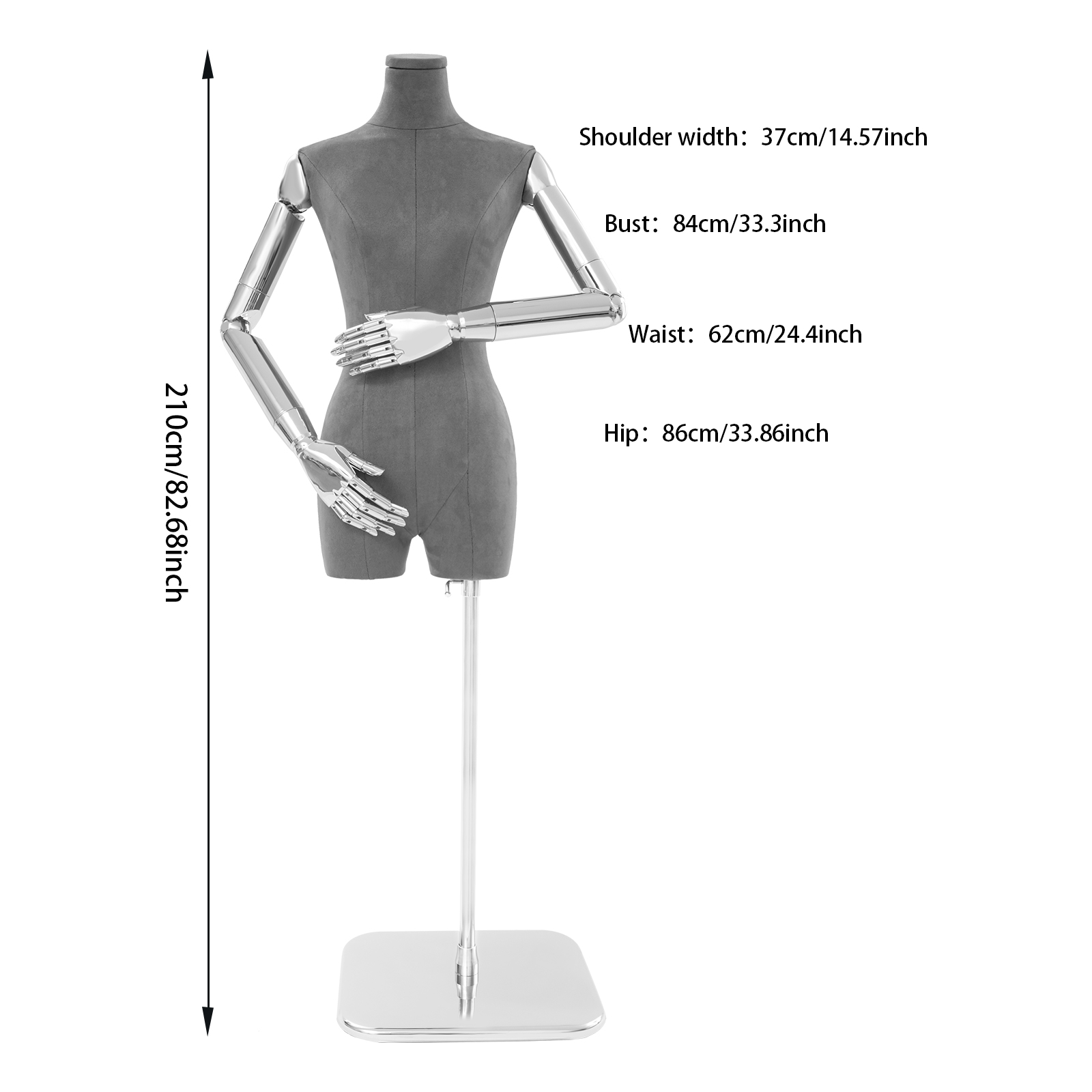Présentoir de mannequins de couture pour femmes de 120 à 210 cm, accessoires pour vêtements, hauteur réglable