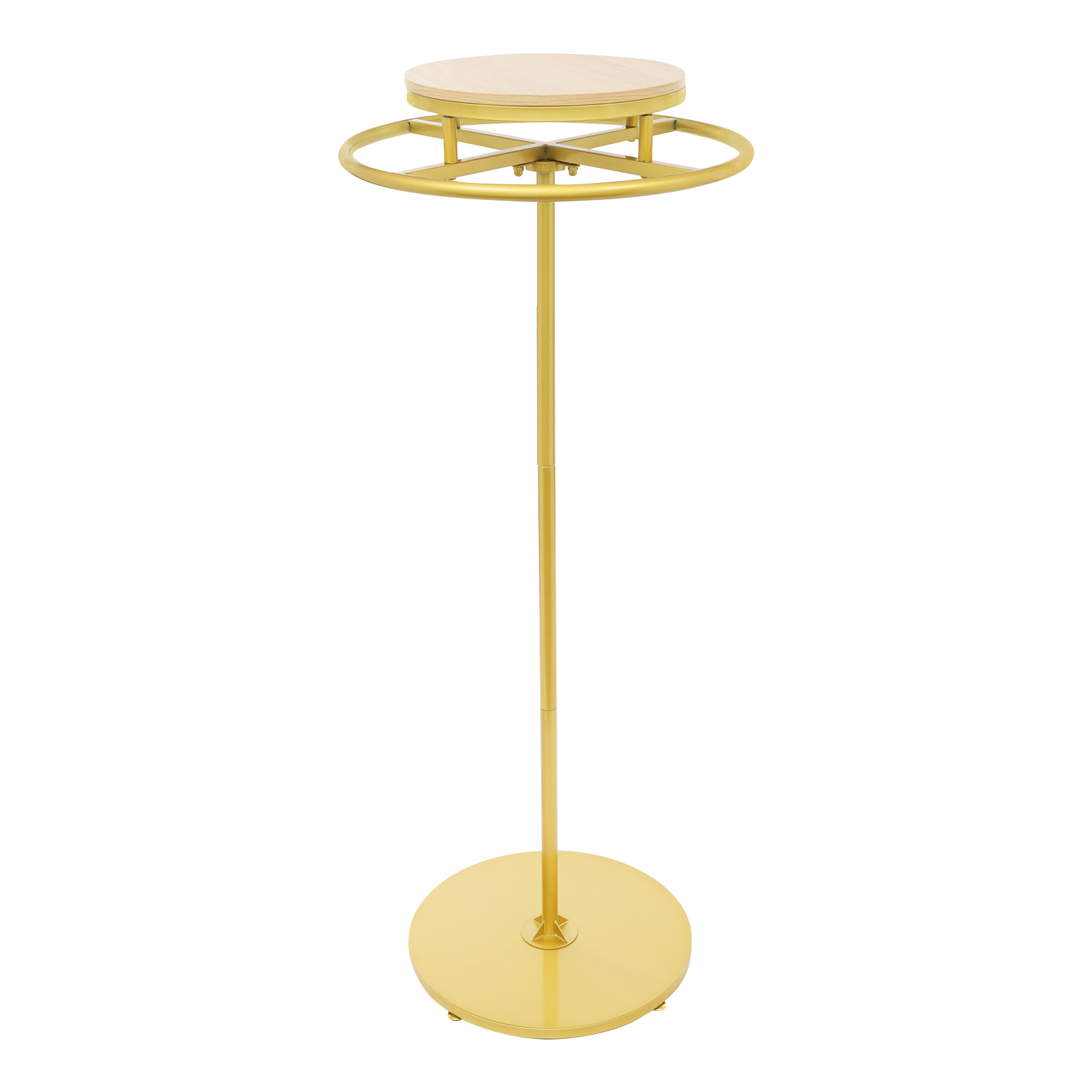 Rond kledingrek, kledingrek, draaibaar kledingrek - paneel in houtkleur en gouden behuizing