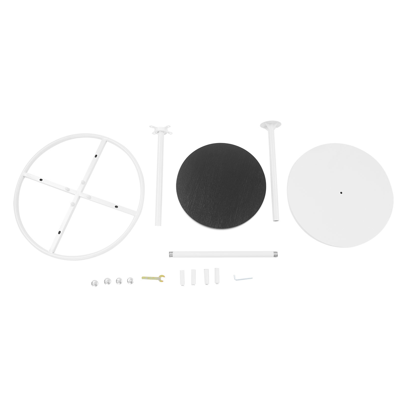 Rond kledingrek, kledingdisplayrek, draaibaar kledingrek - zwart houten paneel & witte behuizing