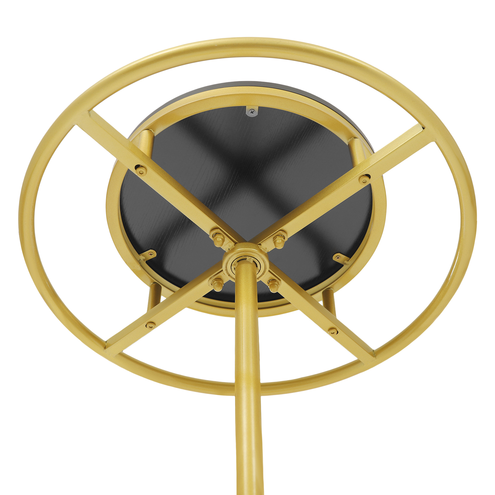 Rond kledingrek, kledingdisplayrek, draaibaar kledingrek - zwart houten paneel & gouden behuizing