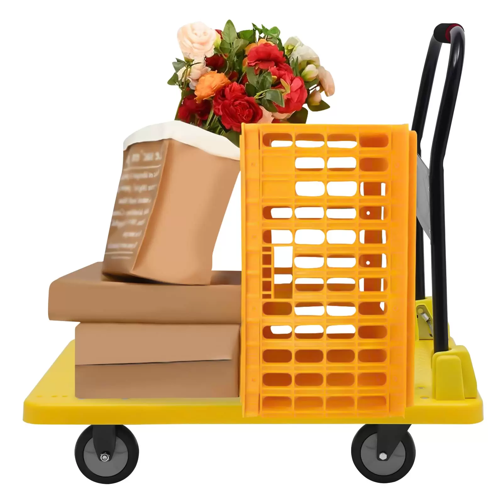Faltende Plattform Handwagen Dolly, Kein Lärm, Schubwagen-Dolly mit 360-Grad-Drehrädern für einfache Lagerung bis 400kg/881lbs Faltende Plattform Handwagen Dolly, Kein Lärm, Schubwagen-Dolly mit 360-Grad-Drehrädern für einfache Lagerung bis 400kg/881lbs