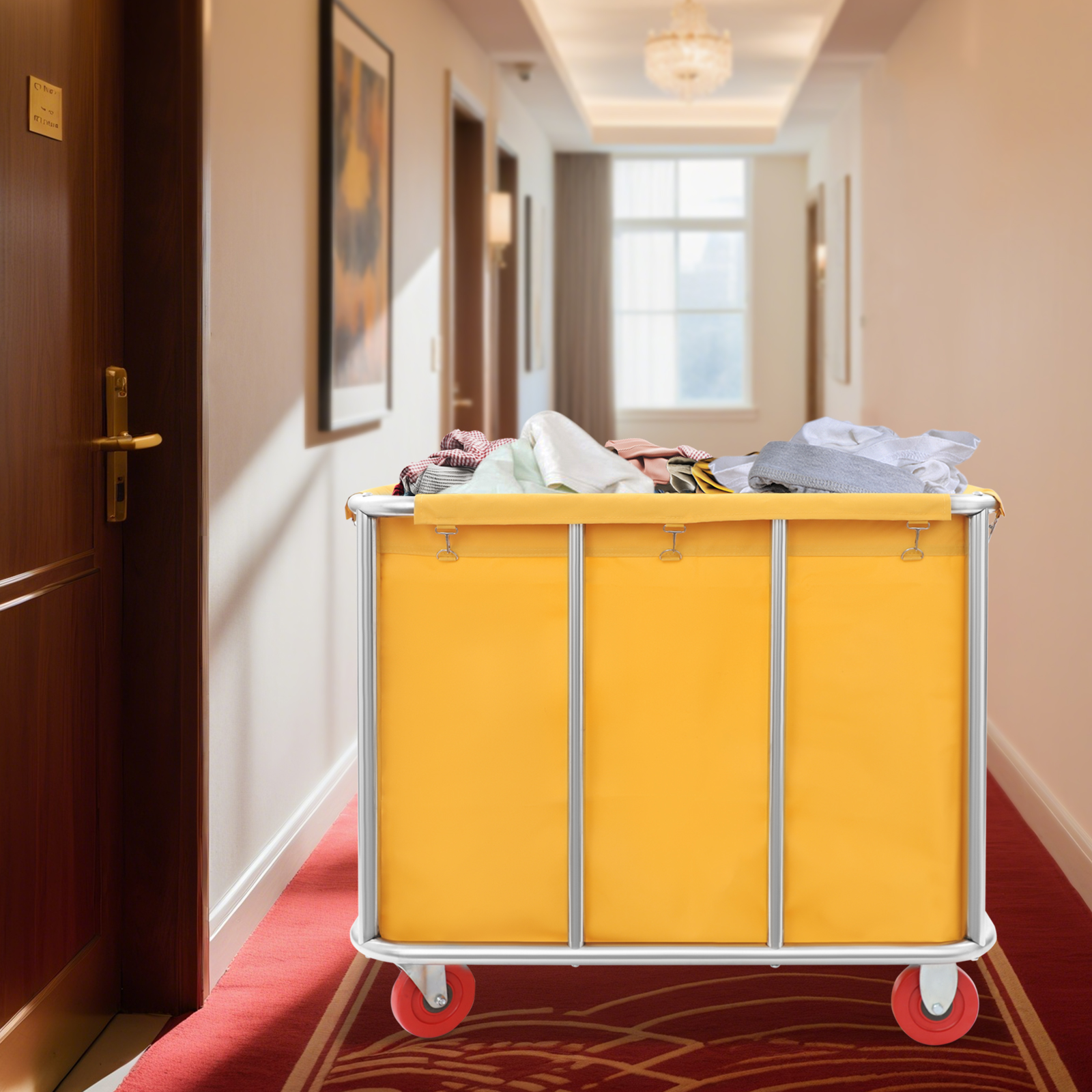 Chariot à Linge Acier Inoxydable 90x65x80cm Pliable Grand Modèle - Pour Maison Et Hôtel