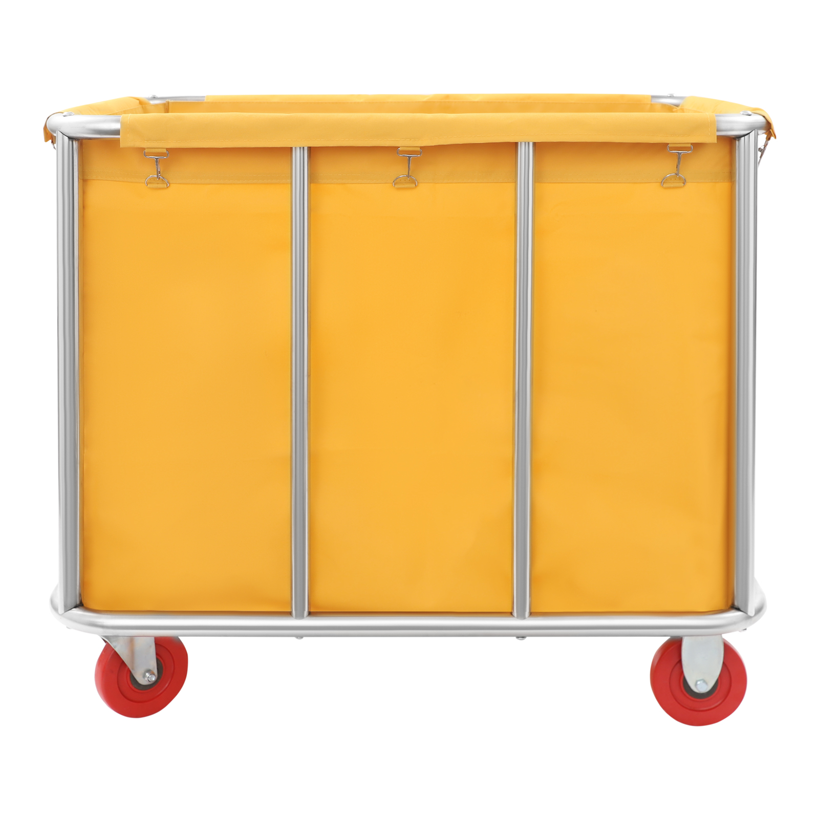 Chariot à Linge En Acier Inoxydable 90x65x80 Cm - Grand Panier Commercial Pliable Avec Roulettes