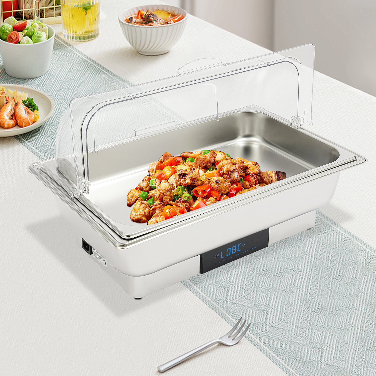 Elektrische Chafing Dish voor Buffet, Chafing Dish Buffett Warmerset, RVS Voedselverwarmer Elektrische Chafing Dish voor Buffet, Chafing Dish Buffett Warmerset, RVS Voedselverwarmer