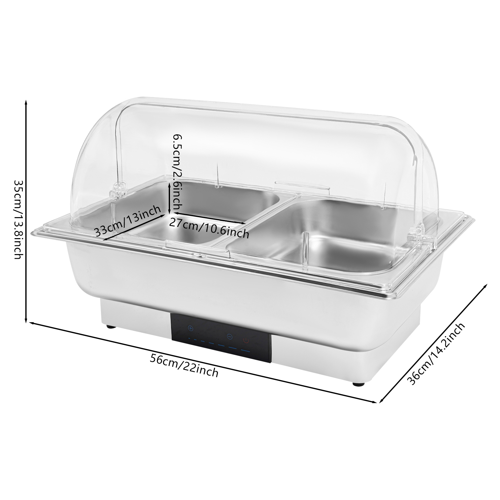 Electric heating touch temperature control dining stove - PC flip cover double compartment 9 liters