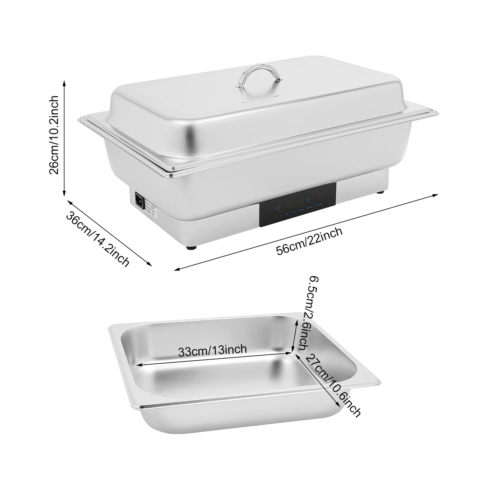 Electric Chafing Dish Buffet Set, Stainless Steel Buffet Server, Food Warmer with Temperature Control for Buffets