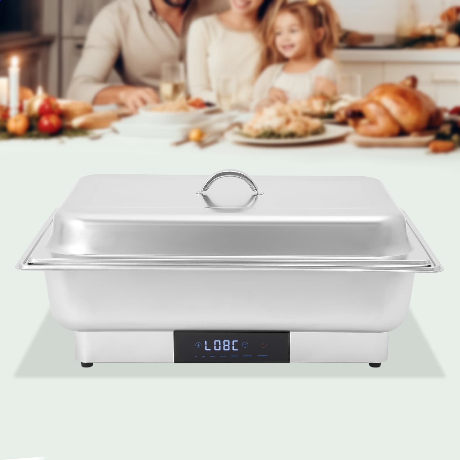 Réchaud de salle à manger à chauffage électrique tactile avec contrôle de température - couvercle portable à grille unique de 9 litres
