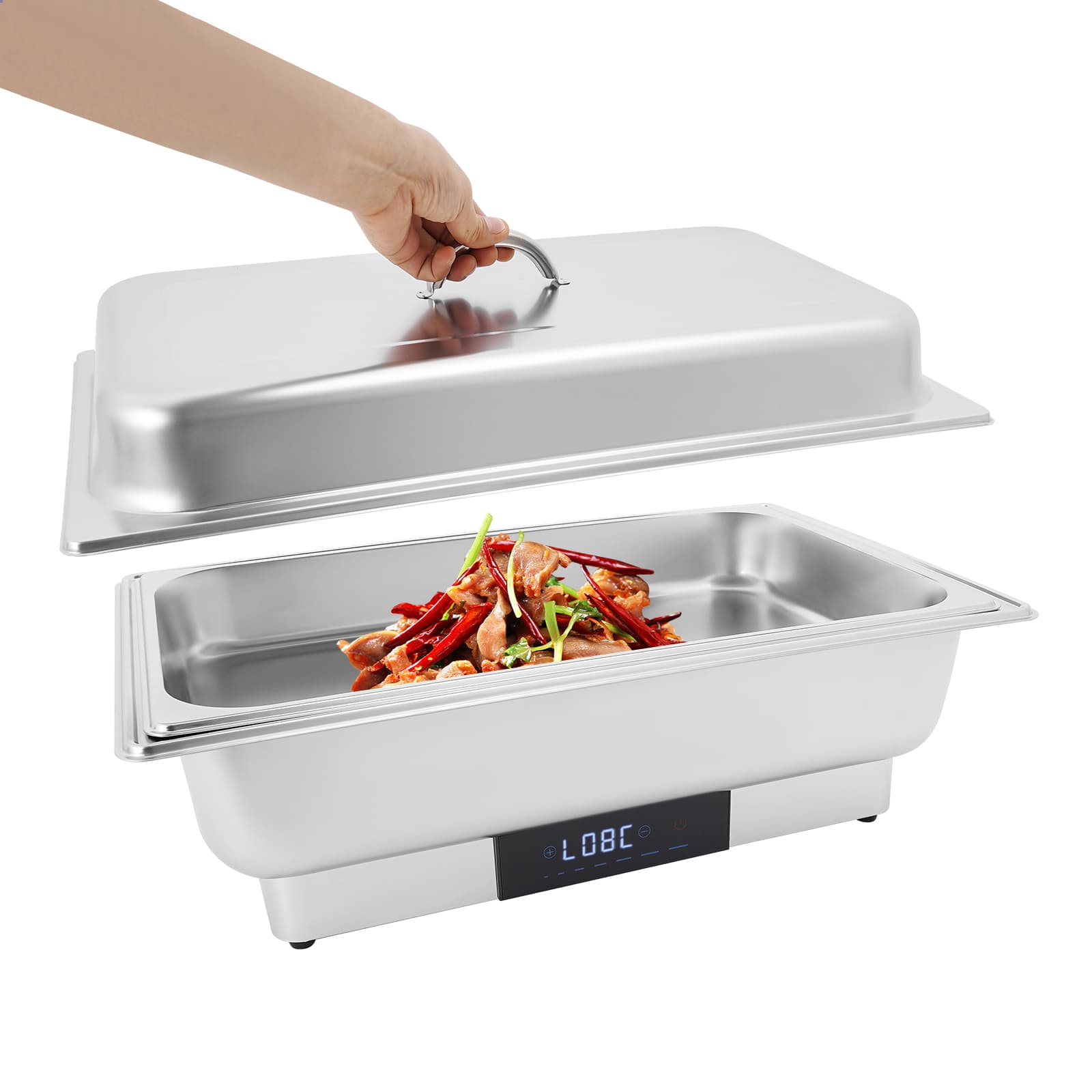 Réchaud de salle à manger à chauffage électrique tactile avec contrôle de température - couvercle portable à grille unique de 9 litres