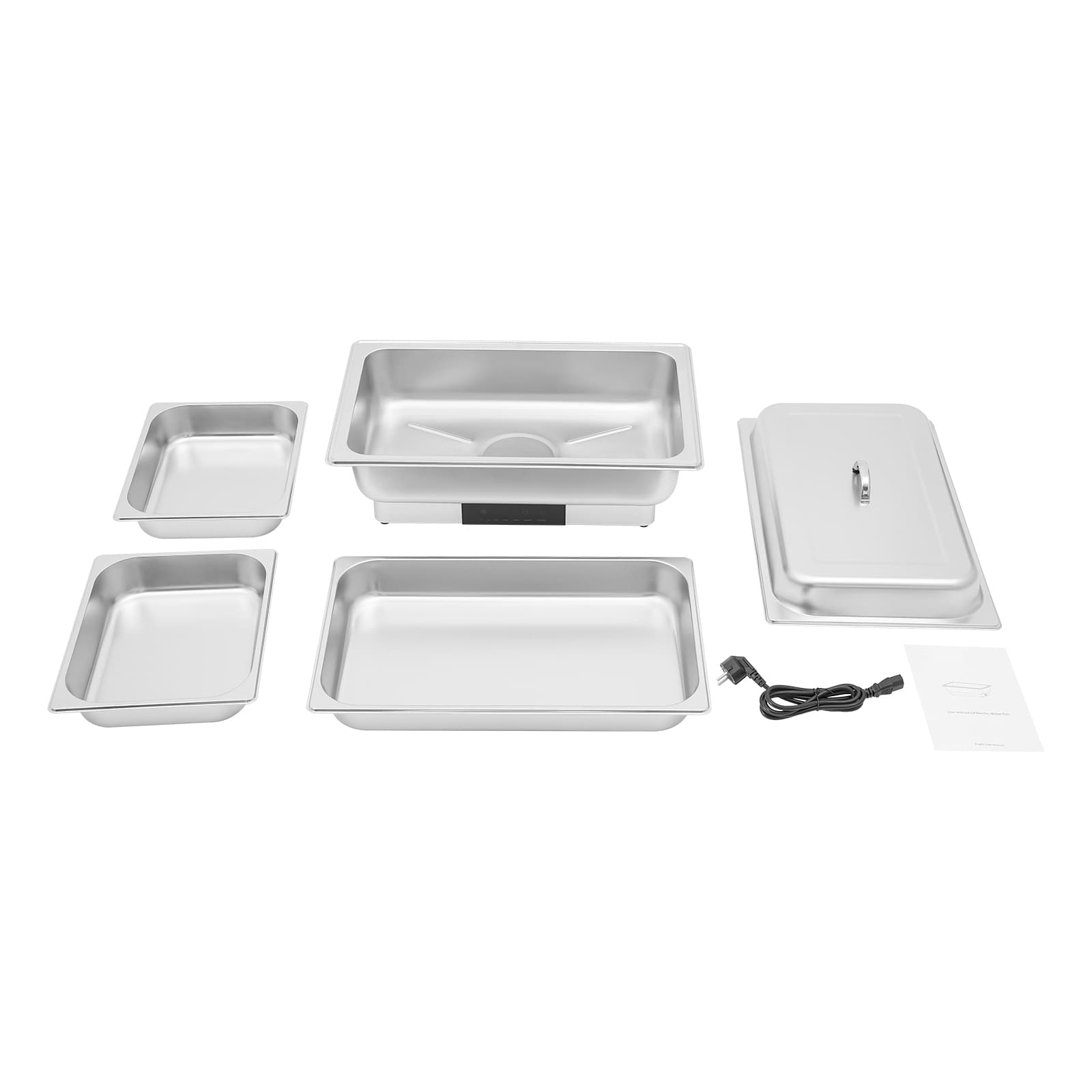 Réchaud à chauffage électrique tactile à température contrôlée - couvercle portable 1 grille simple + 2 petites grilles, ensemble d'assiettes de buffet chauffantes électriques
