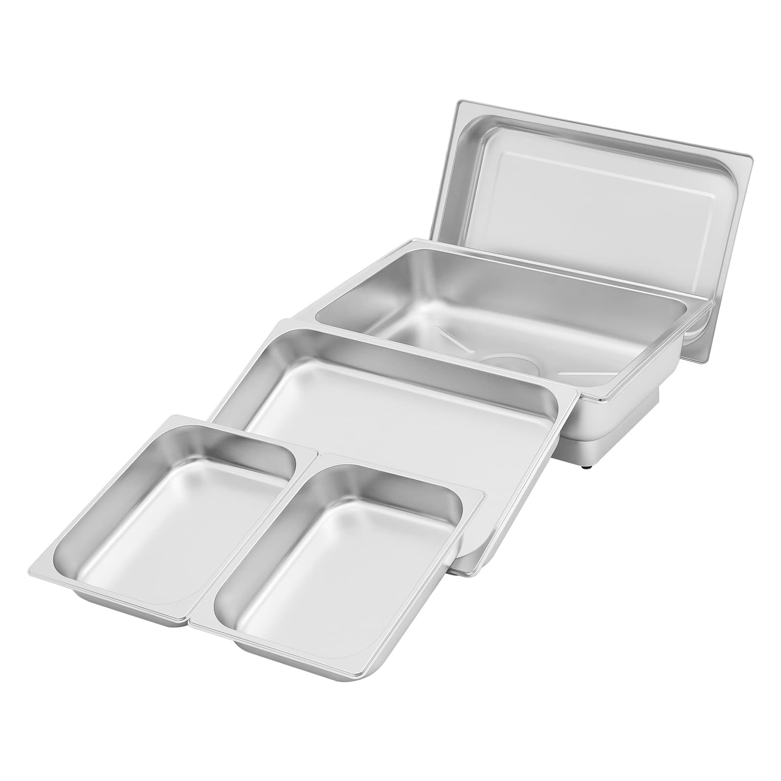Réchaud à chauffage électrique tactile à température contrôlée - couvercle portable 1 grille simple + 2 petites grilles, ensemble d'assiettes de buffet chauffantes électriques
