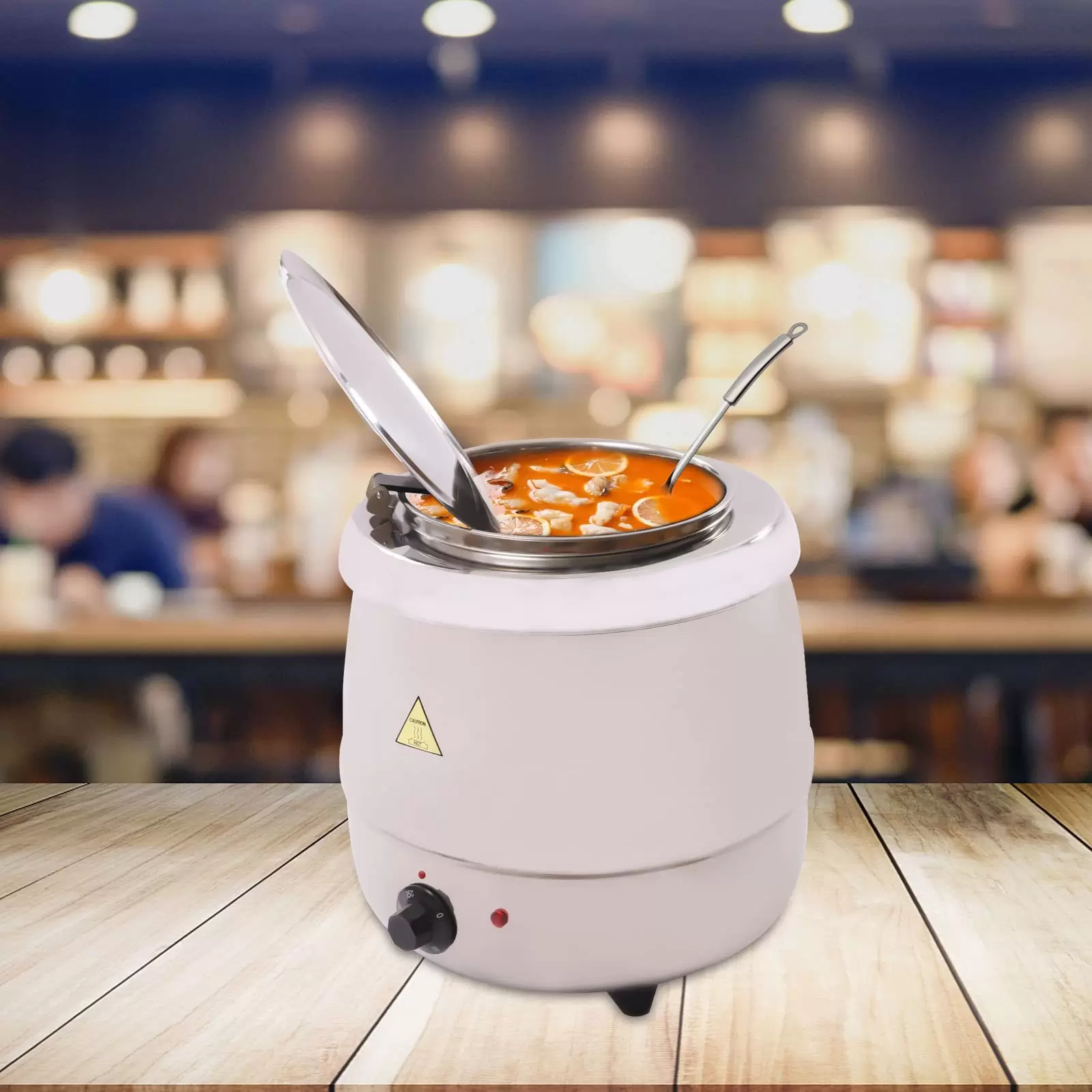 Suppentopf Elektrisch Suppenkessel 10 Liter Thekentopf Suppenwärmer Suppenwarmhaltebehälter mit herausnehmbarem Edelstahl Einsatz und Deckel