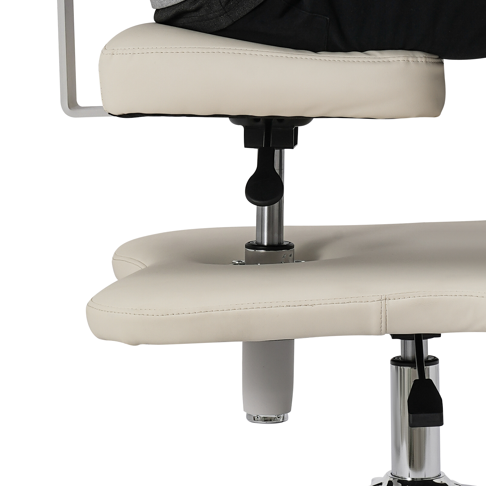 Sedia da ufficio a gambe incrociate con 2 cuscini di seduta regolabili, sedia Criss Cross con ruote, sedia da meditazione - Bianco Sedia da ufficio a gambe incrociate con 2 cuscini di seduta regolabili, sedia Criss Cross con ruote, sedia da meditazione - Bianco