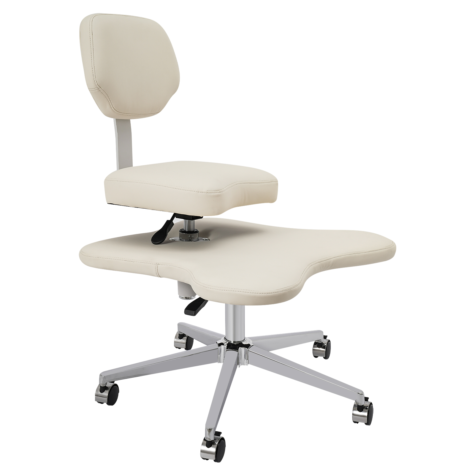 Sedia da ufficio a gambe incrociate con 2 cuscini di seduta regolabili, sedia Criss Cross con ruote, sedia da meditazione - Bianco Sedia da ufficio a gambe incrociate con 2 cuscini di seduta regolabili, sedia Criss Cross con ruote, sedia da meditazione - Bianco