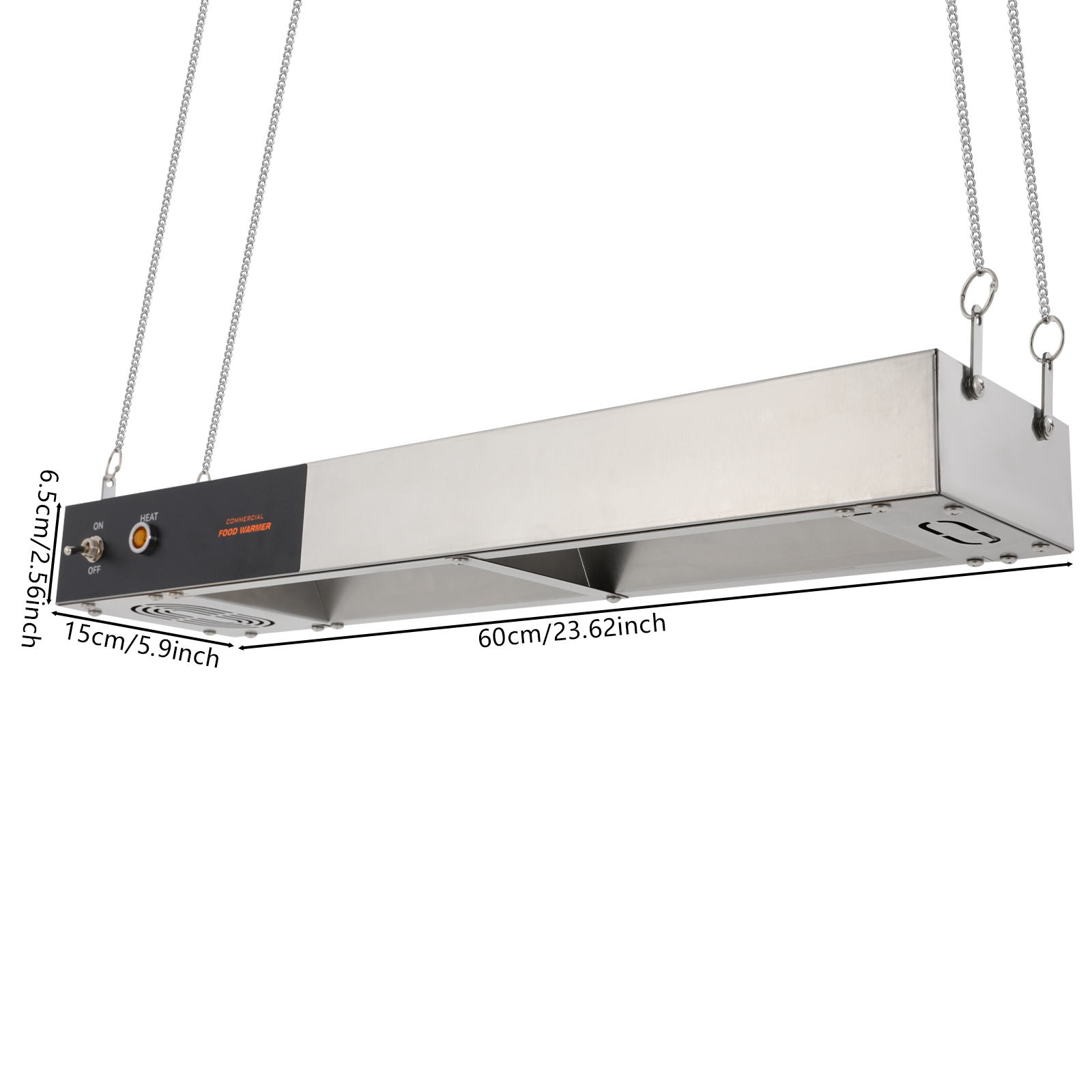 Food heating lamp with wire and plug for food heating 60x15cm