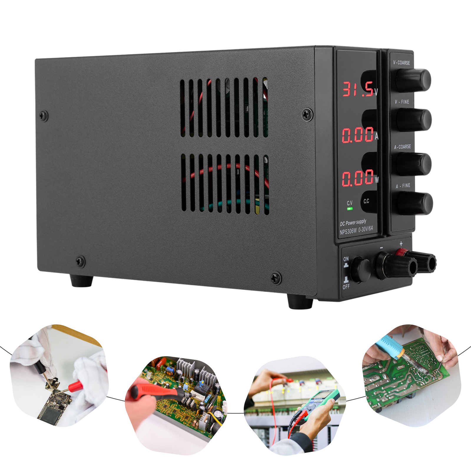 Labornetzteil 0-30 V 0-6 A DC Einstellbares Netzteil Stabilisierte Digitalanzeige Labornetzteil Netzteil Strommessgerät Labornetzteil 0-30 V 0-6 A DC Einstellbares Netzteil Stabilisierte Digitalanzeige Labornetzteil Netzteil Strommessgerät