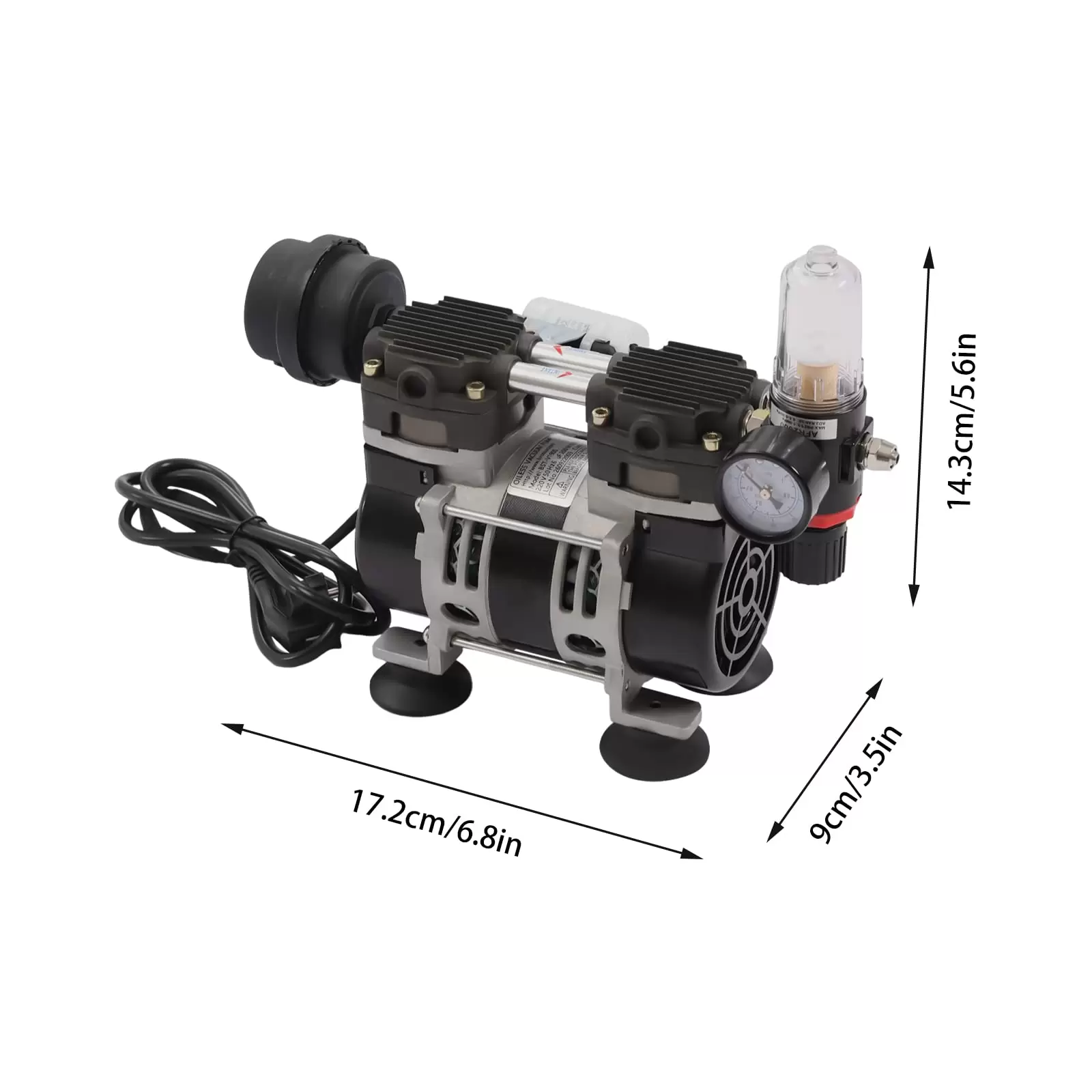 Vakuumpumpe Öilfrei 200w Unterdruckpumpe mit Manometer Industrie Vakuum Pumpe Laborpumpe