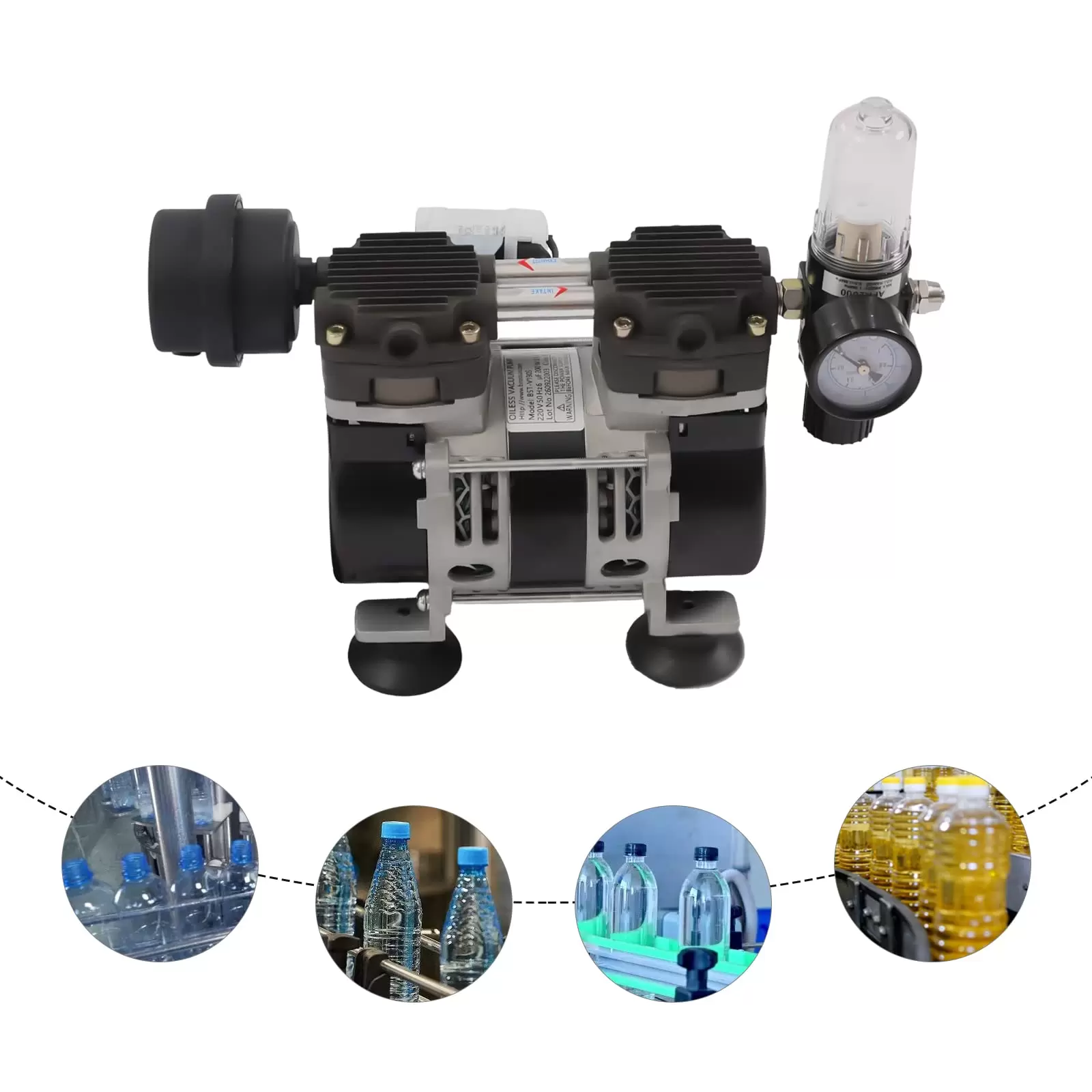 Vakuumpumpe Öilfrei 200w Unterdruckpumpe mit Manometer Industrie Vakuum Pumpe Laborpumpe
