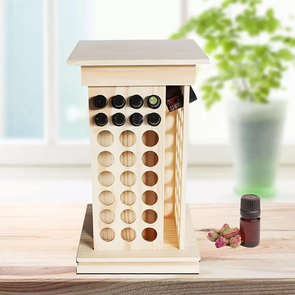 Ätherisches Öl Display Ständer 104 Löcher Aromatherapie Öle Hölzern Tragen Gestell Halter Organisator