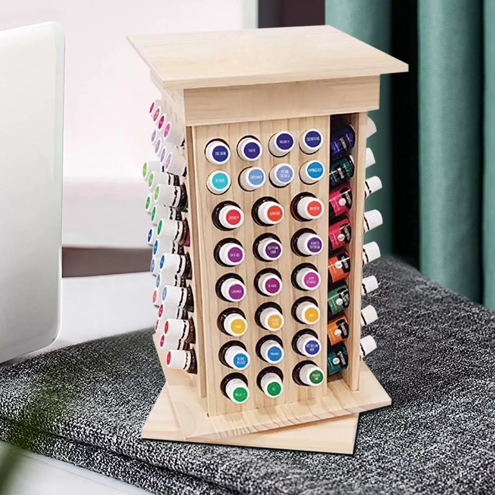 Ätherisches Öl Display Ständer 104 Löcher Aromatherapie Öle Hölzern Tragen Gestell Halter Organisator