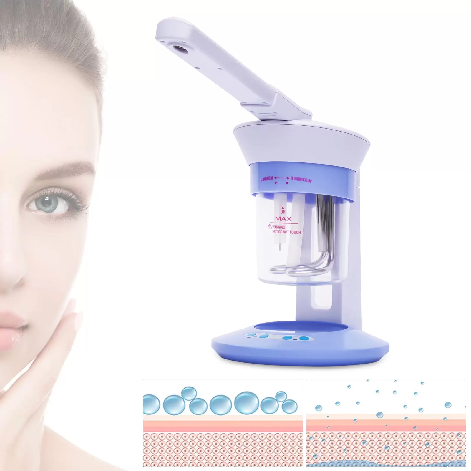 2 in 1 Dampfmaschine Gesichtsdampfer Luftbefeuchter für Salon Spa 400W Tragbarer Gesichtsdampfer Ozon-Dampfionensprühgerät 2 in 1 Dampfmaschine Gesichtsdampfer Luftbefeuchter für Salon Spa 400W Tragbarer Gesichtsdampfer Ozon-Dampfionensprühgerät