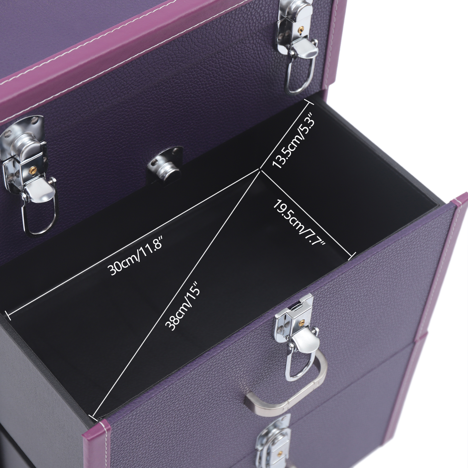 Make-up-Koffer mit Rollen, Roll-Make-up-Koffer, Nagellack-Organizer mit 4 Rollen, Lila Make-up-Koffer mit Rollen, Roll-Make-up-Koffer, Nagellack-Organizer mit 4 Rollen, Lila