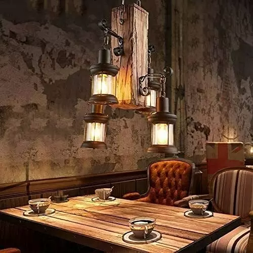 4 Lichter Retro Pendelleuchte Industrielle Loft Bar Hängeleuchte