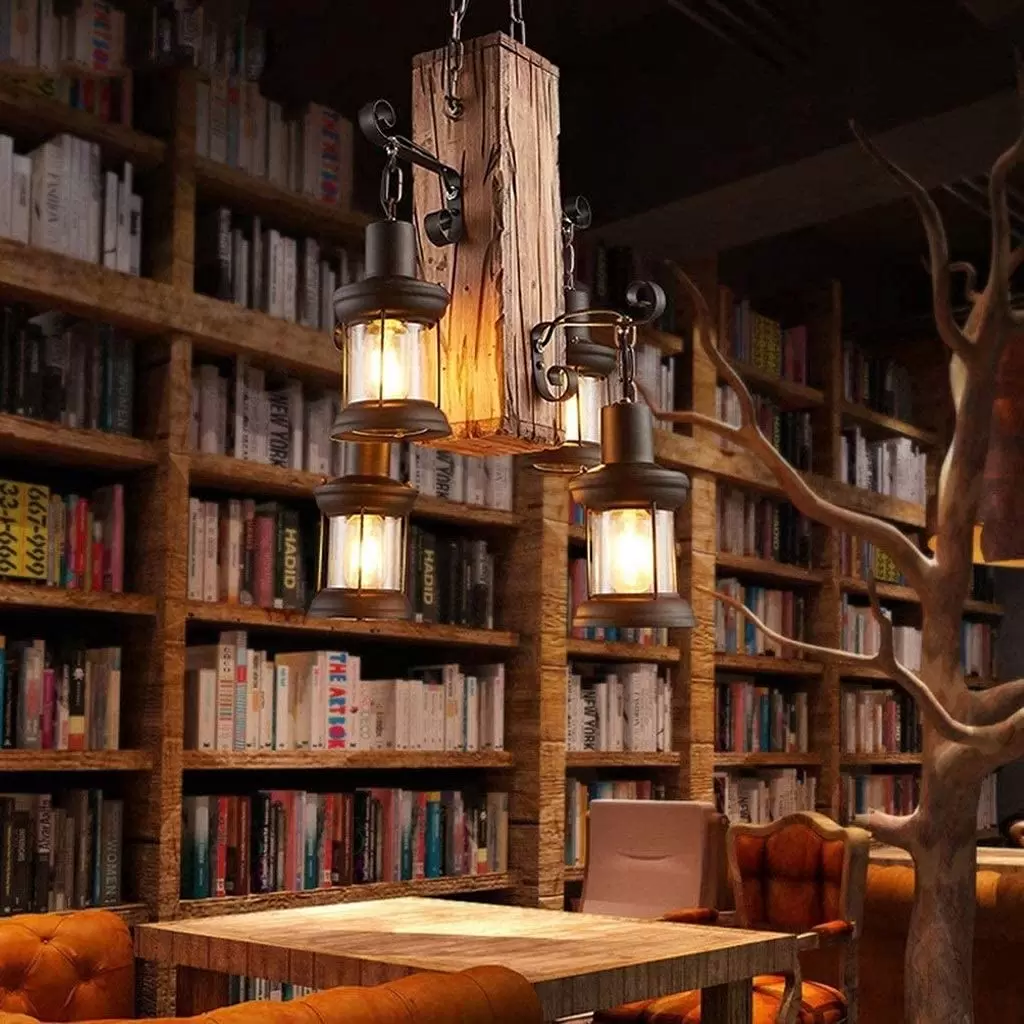 4 Lichter Retro Pendelleuchte Industrielle Loft Bar Hängeleuchte